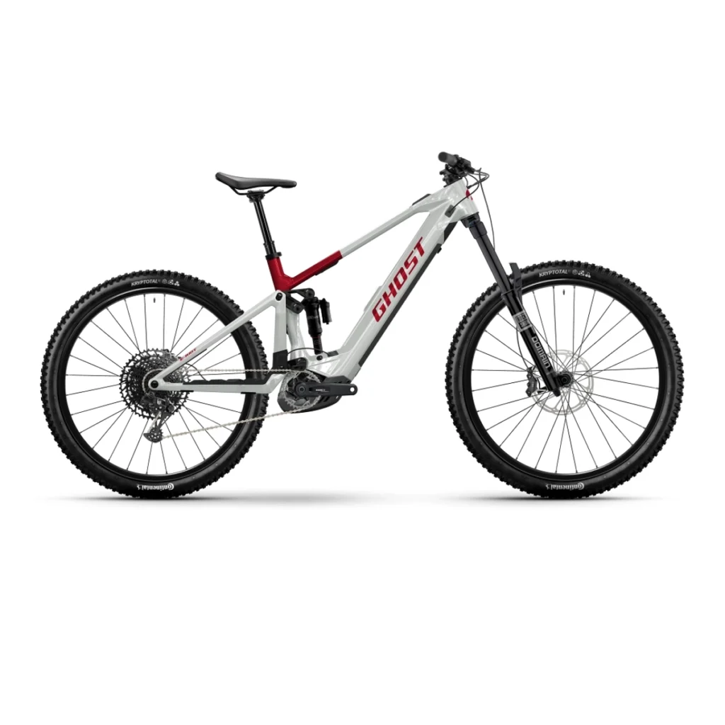 GHOST E-RIOT CF ADVANCED Misty Gray/Rebel Red – Glänzend 2025